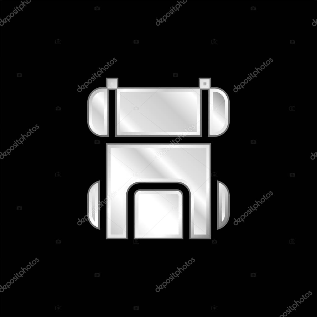 Backpack silver plated metallic icon