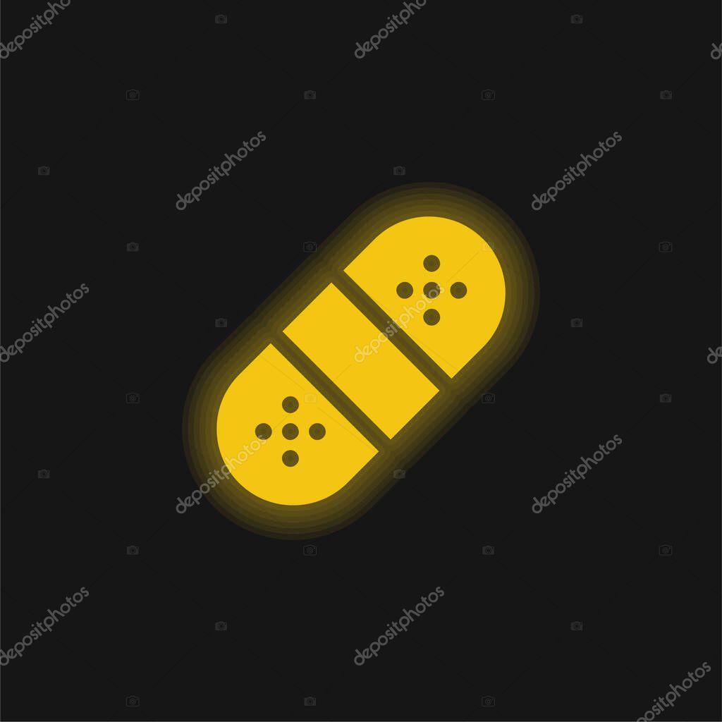 Band Aid yellow glowing neon icon