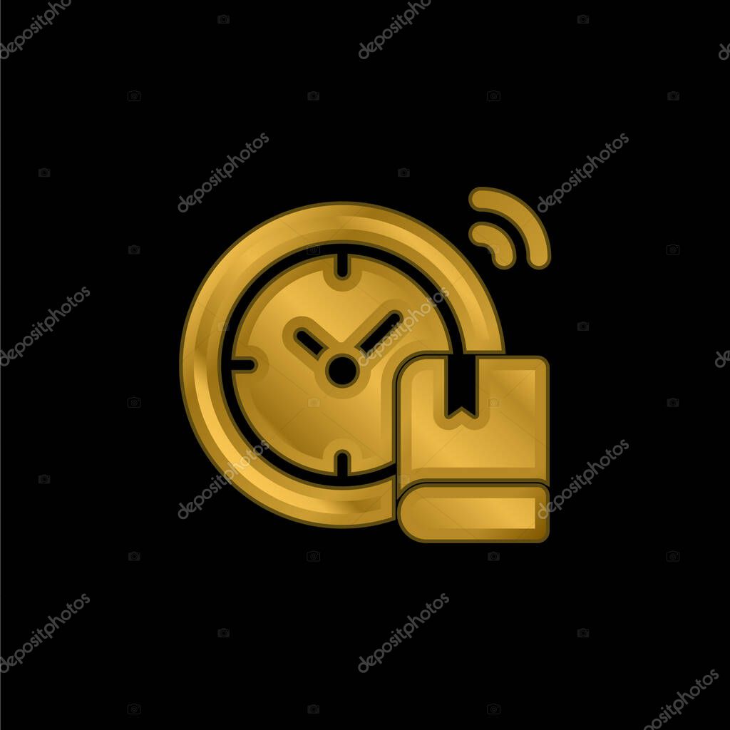 Back To School gold plated metalic icon or logo vector