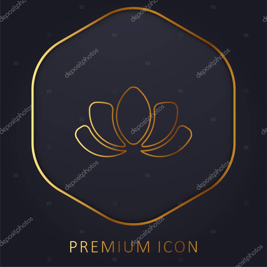 Beautiful Lotus Flower golden line premium logo or icon