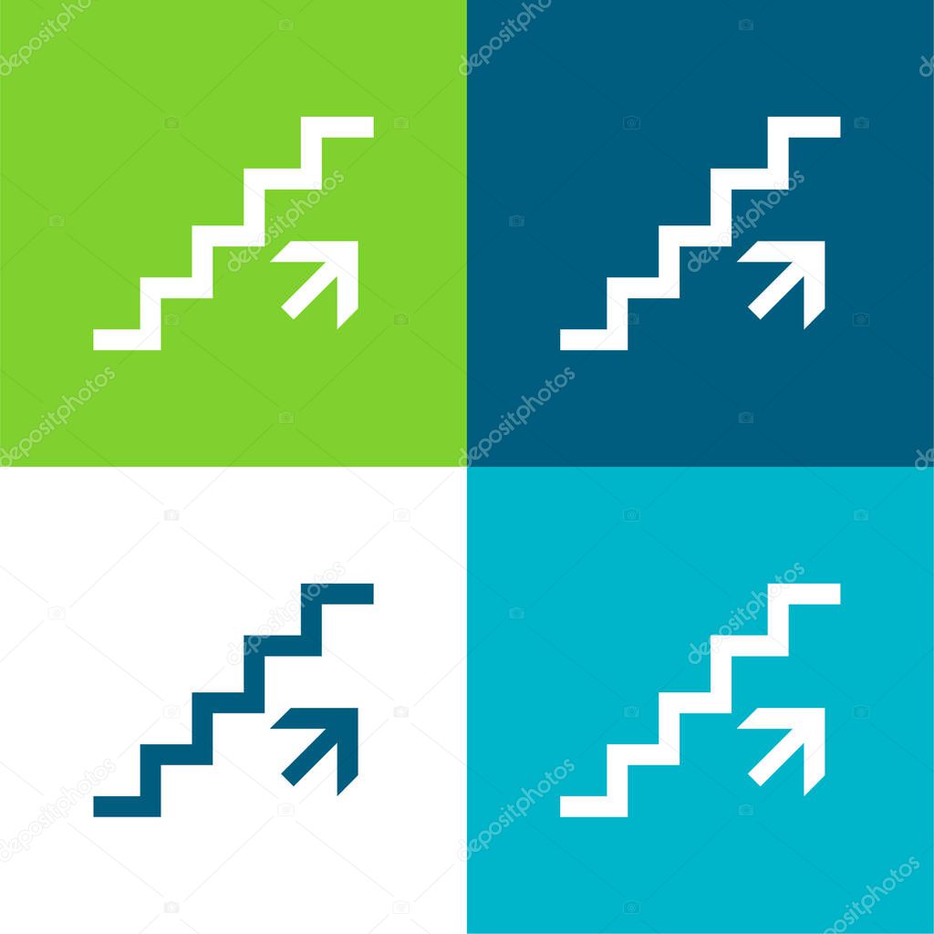 Ascending Stairs Signal Flat four color minimal icon set