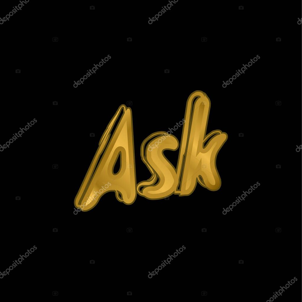 Ask Website Logo Sketch Variant gold plated metalic icon or logo vector