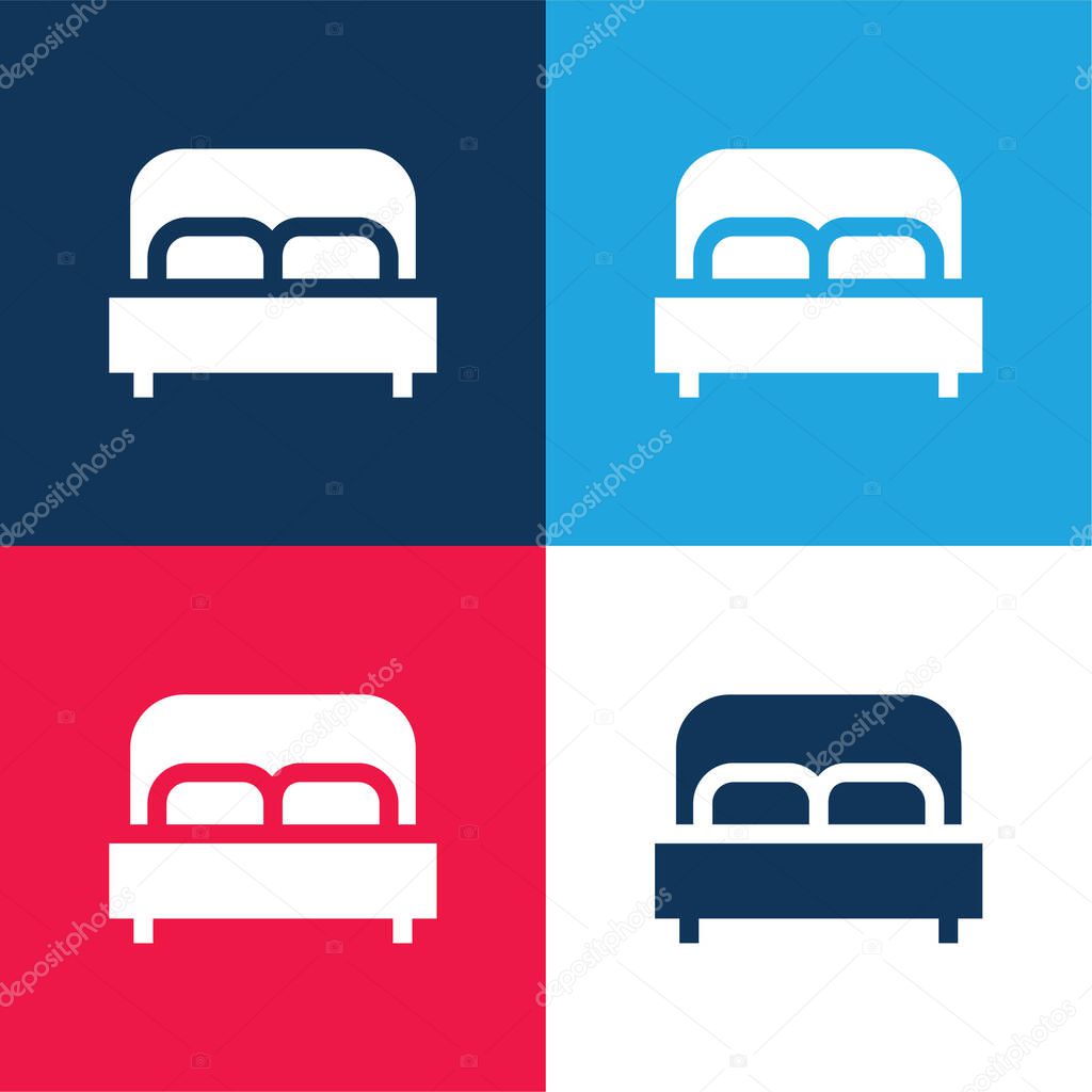 Bed blue and red four color minimal icon set