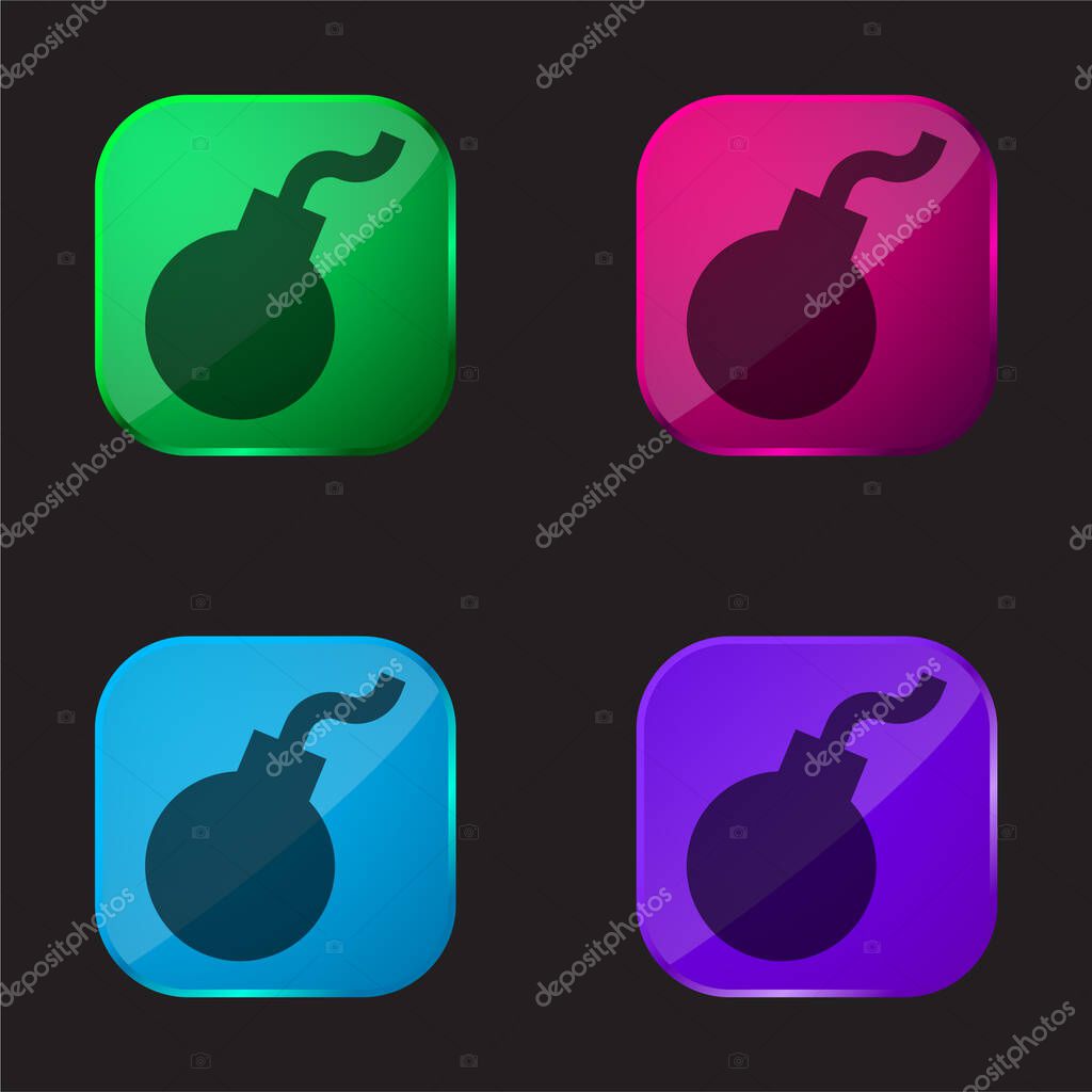 Bomb four color glass button icon