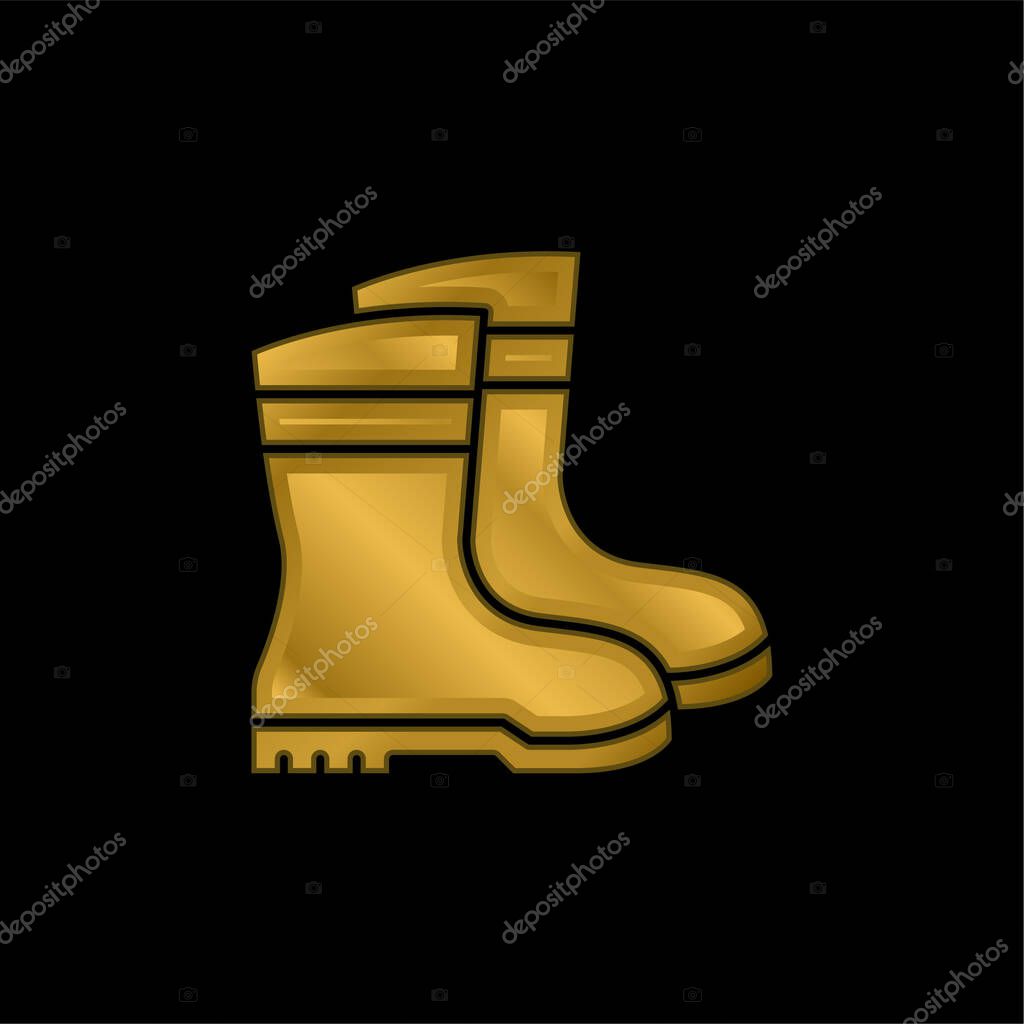 Boots gold plated metalic icon or logo vector