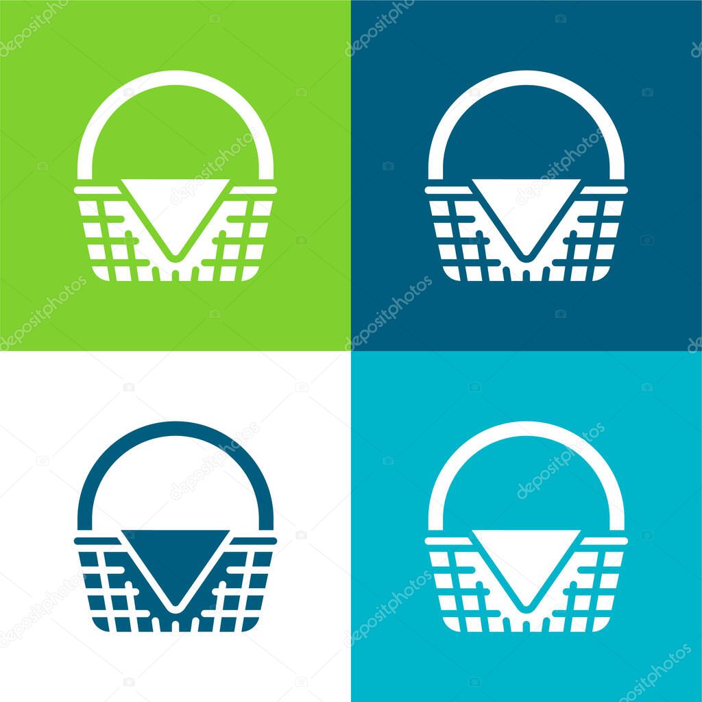 Basket Flat four color minimal icon set