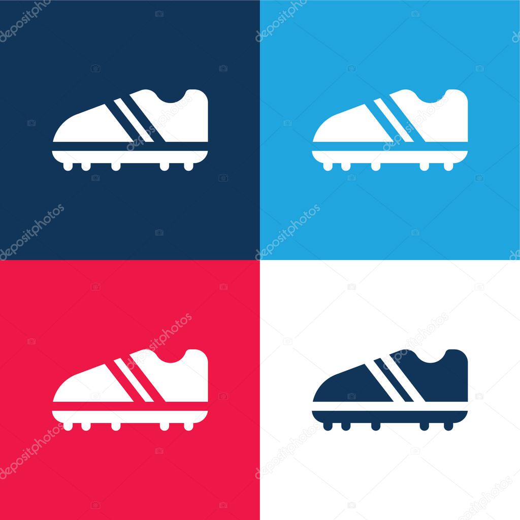 Boots blue and red four color minimal icon set
