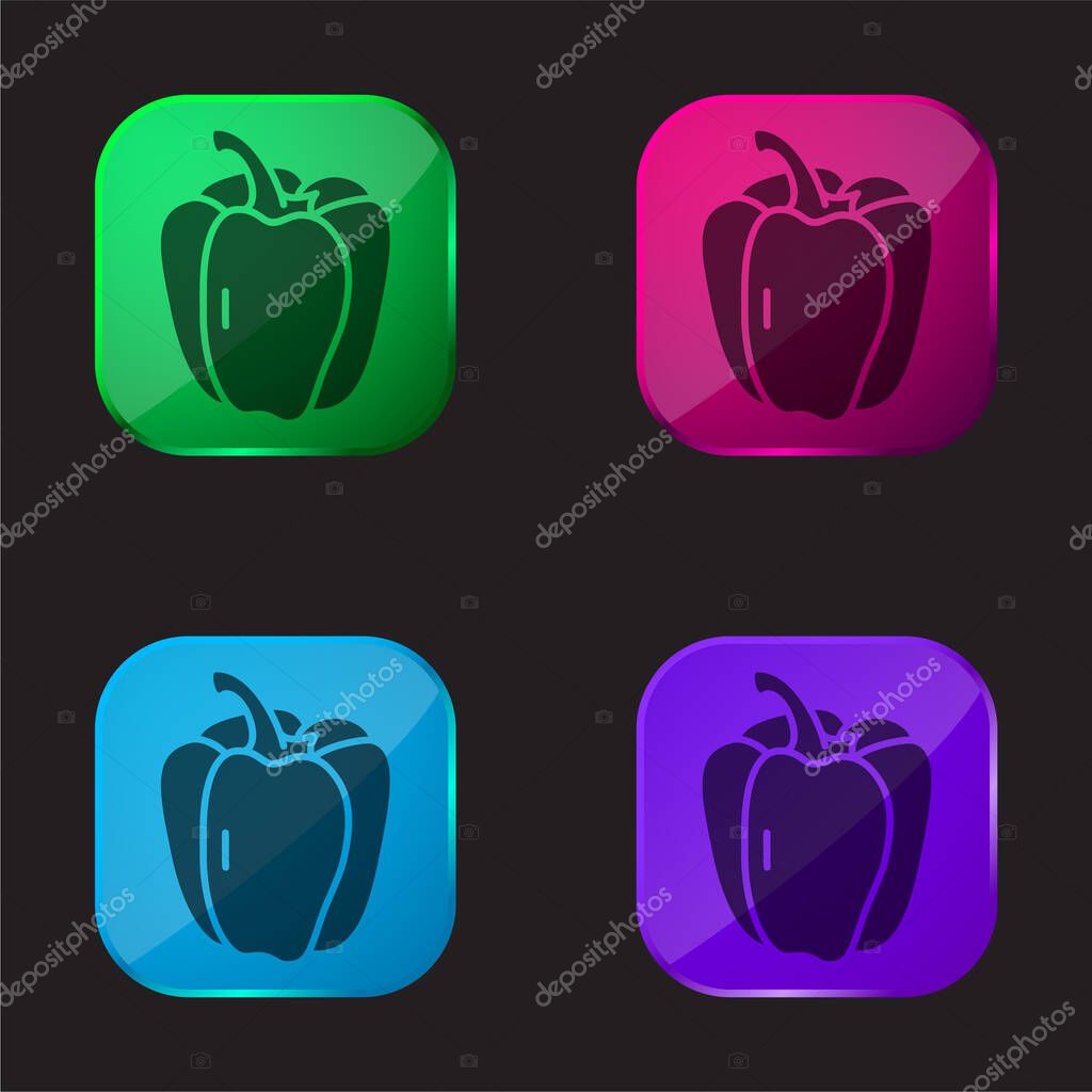 Bell Pepper four color glass button icon