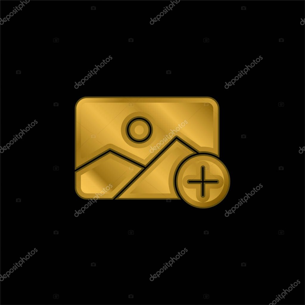 Add gold plated metalic icon or logo vector