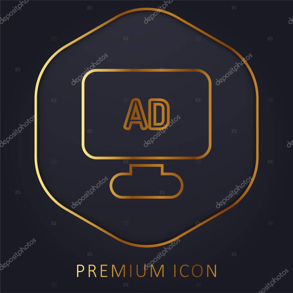Ad golden line premium logo or icon