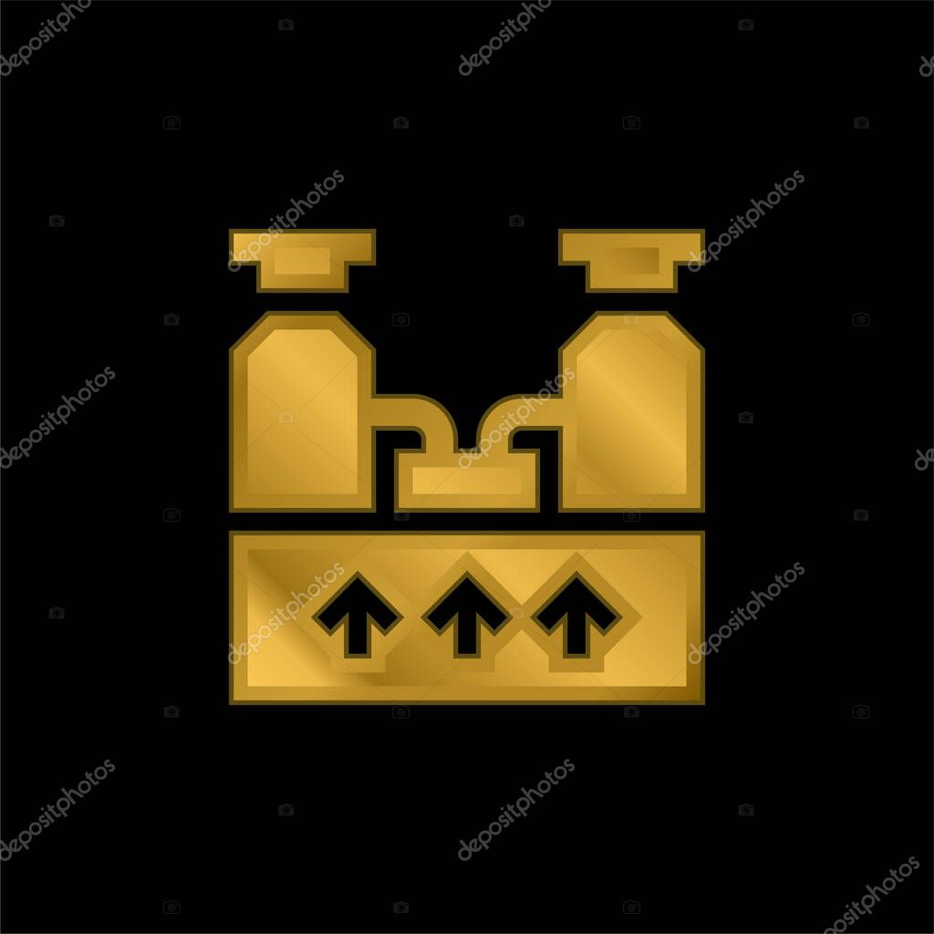 Boiler gold plated metalic icon or logo vector