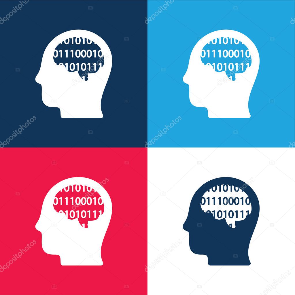 Binary Thinking blue and red four color minimal icon set