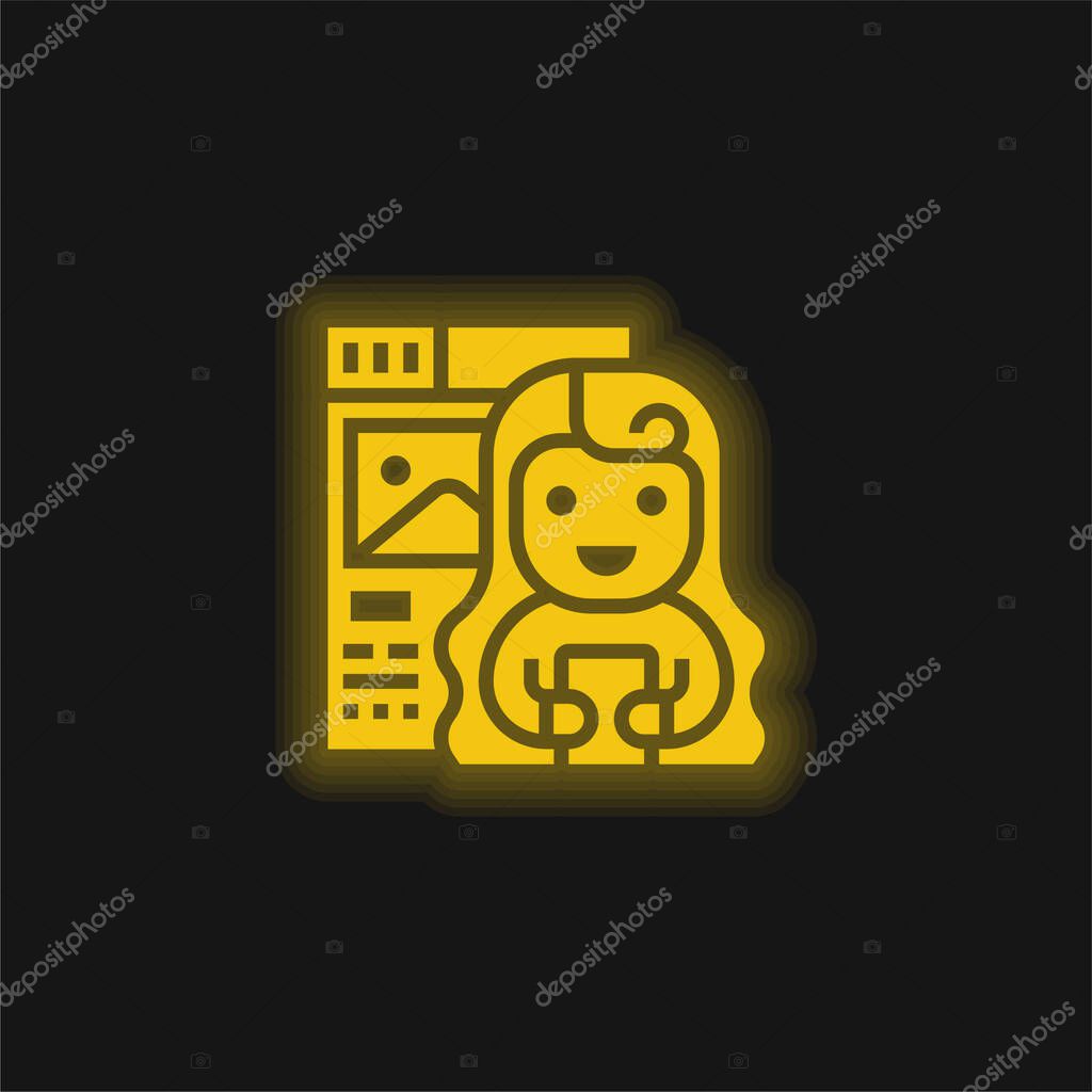 Blogger yellow glowing neon icon
