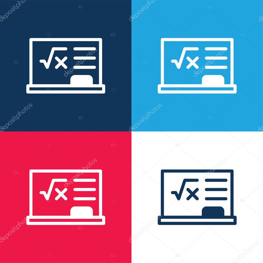 Blackboard blue and red four color minimal icon set