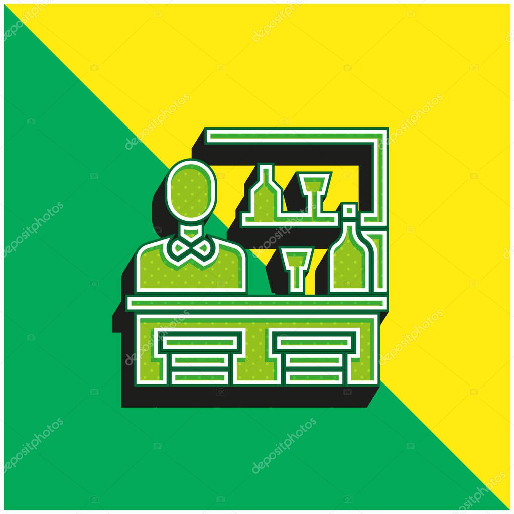 Bar Green and yellow modern 3d vector icon logo