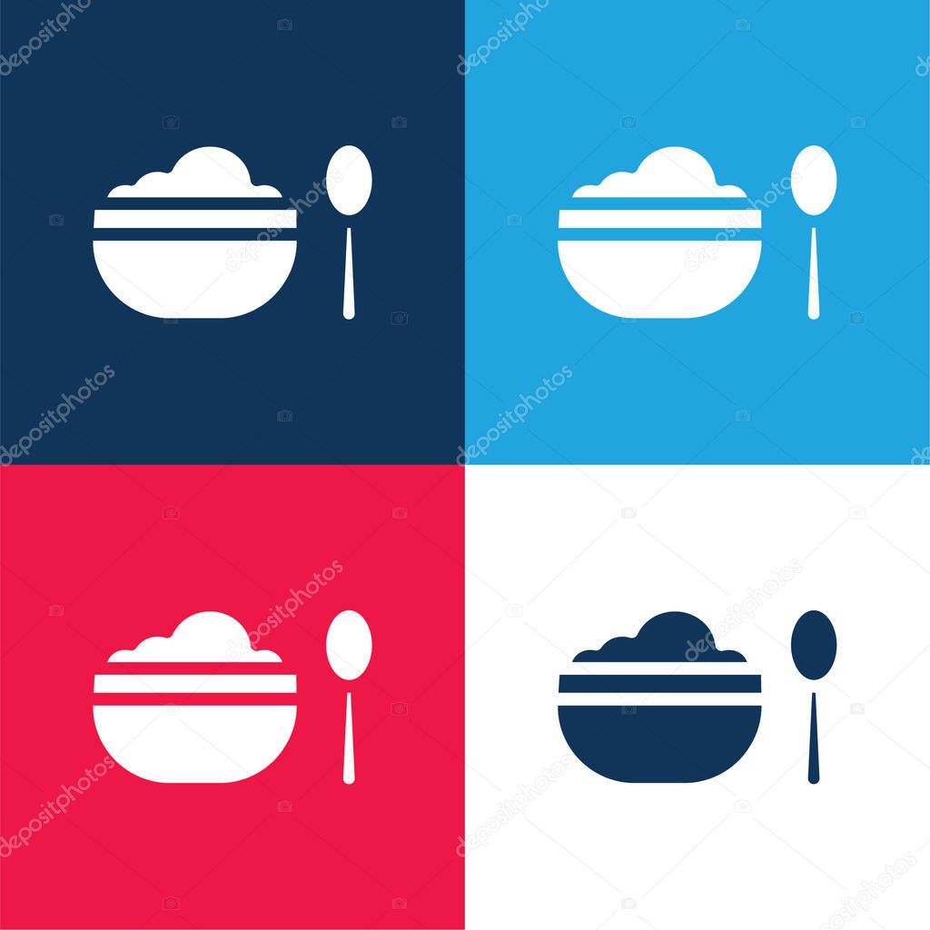 Baby Food blue and red four color minimal icon set