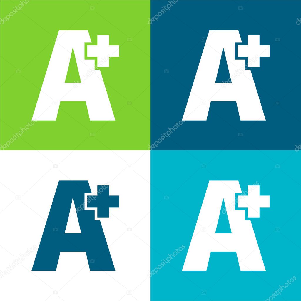 A Plus Flat four color minimal icon set