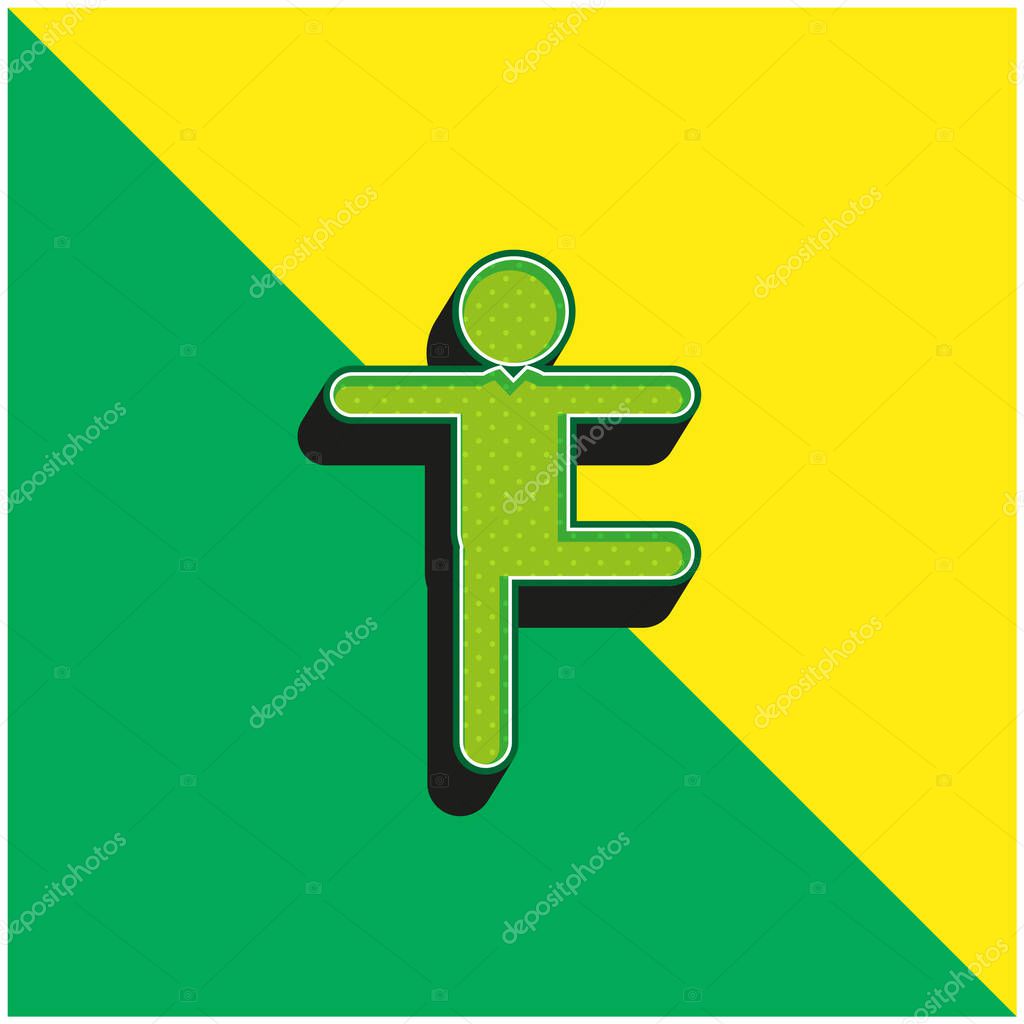 Balance Man Posture Green and yellow modern 3d vector icon logo