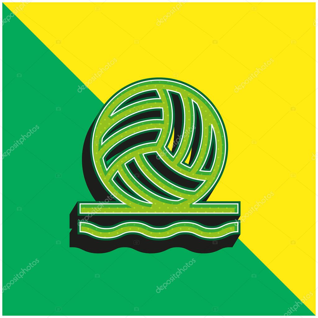 Beach Volleyball Green and yellow modern 3d vector icon logo