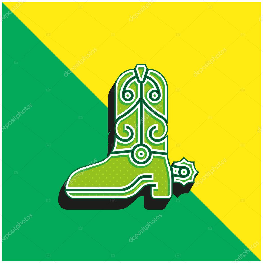 Boot Green and yellow modern 3d vector icon logo