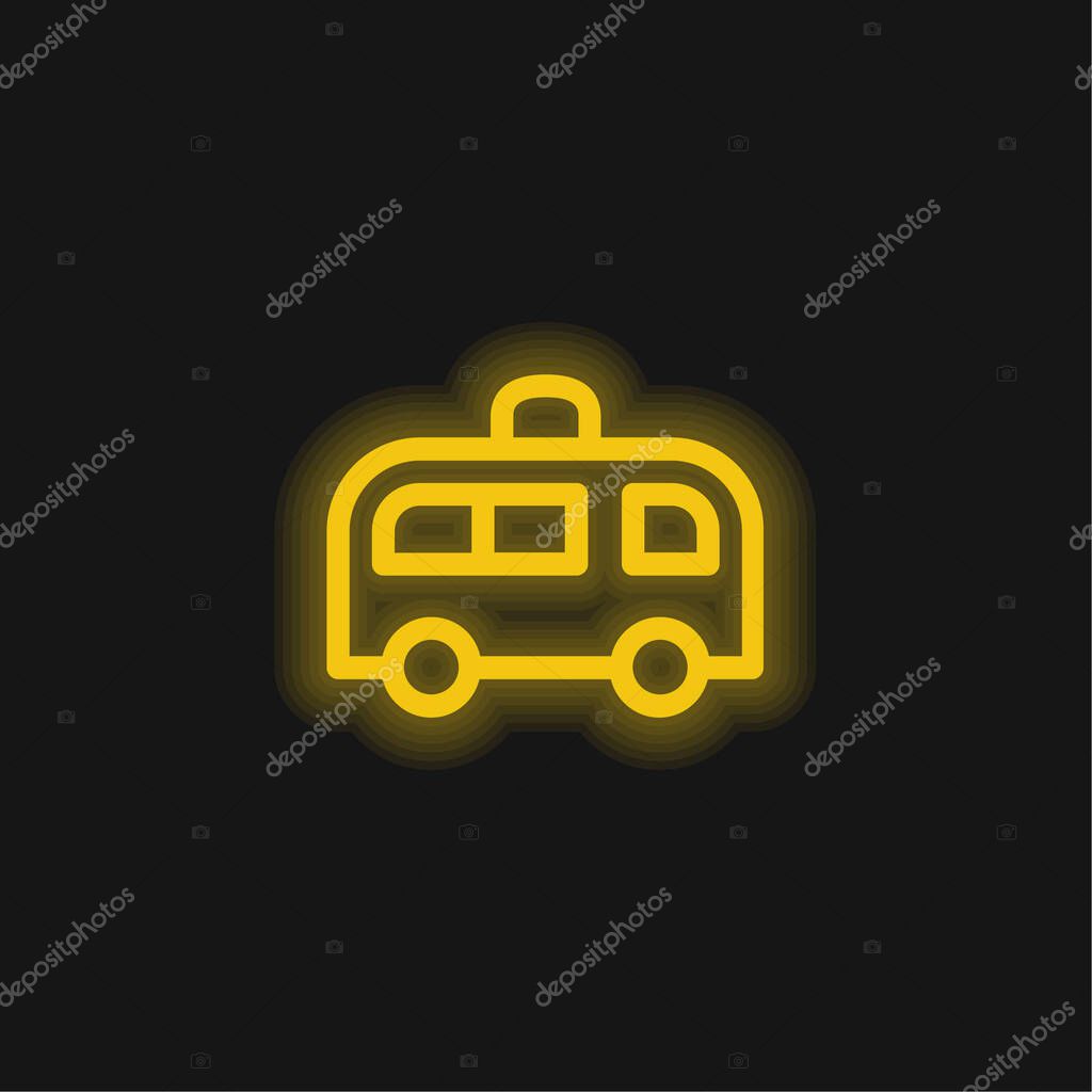 Ambulance yellow glowing neon icon