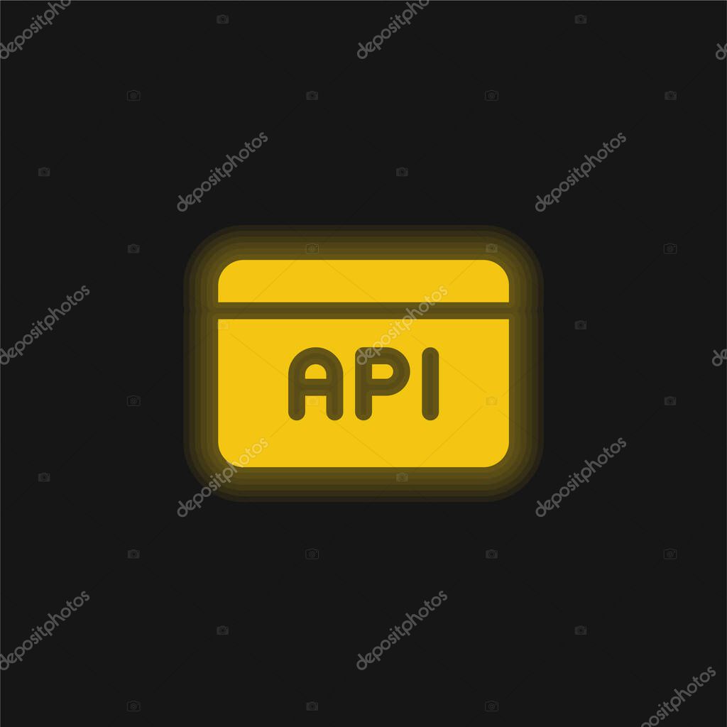Api yellow glowing neon icon