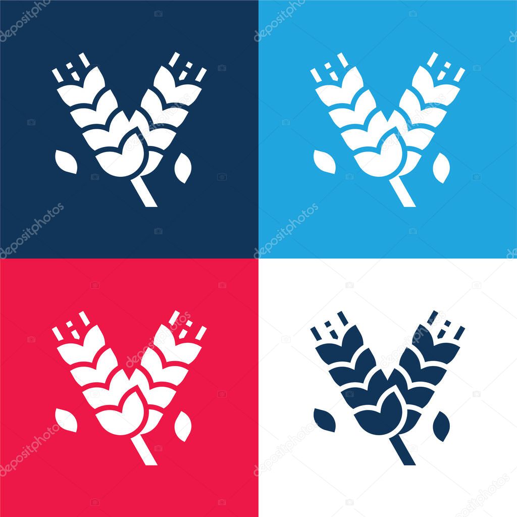 Barley blue and red four color minimal icon set