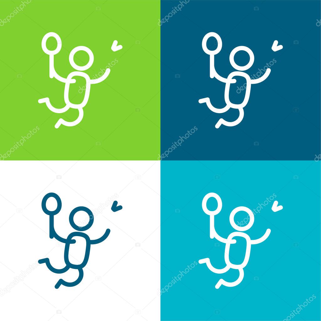 Badminton Player Flat four color minimal icon set