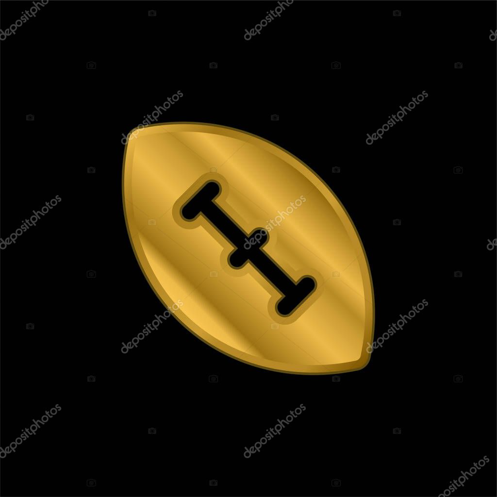 American Football Ball gold plated metalic icon or logo vector
