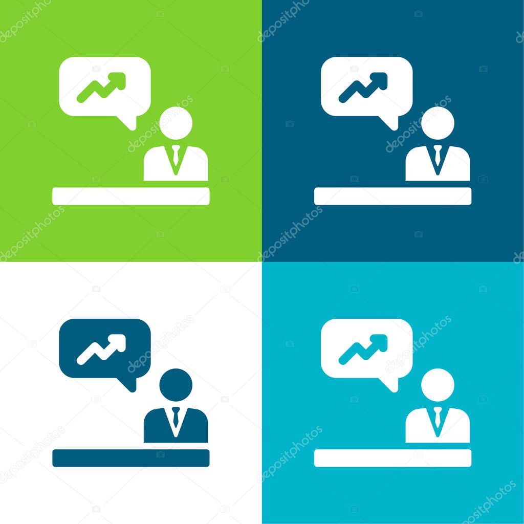 Analytics Flat four color minimal icon set