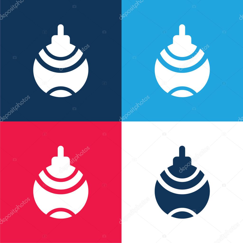 Bauble blue and red four color minimal icon set
