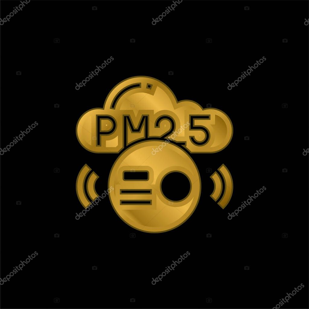 Air Pollution gold plated metalic icon or logo vector