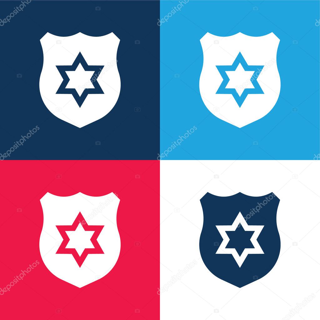 Badge blue and red four color minimal icon set