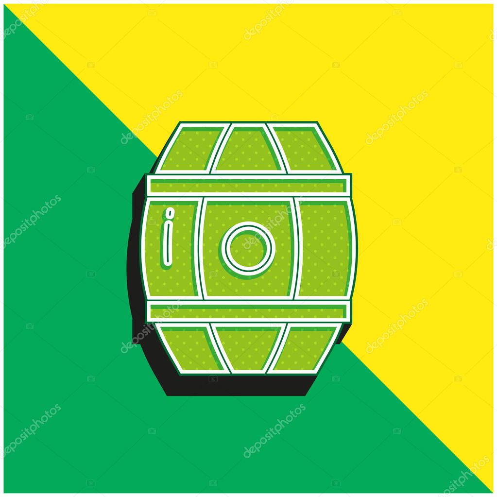 Barrel Green and yellow modern 3d vector icon logo