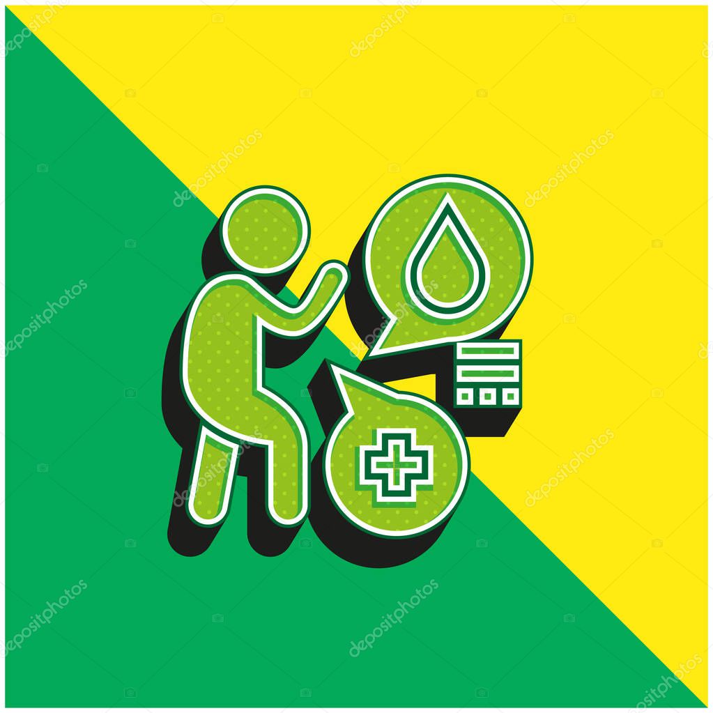 Allergy Green and yellow modern 3d vector icon logo