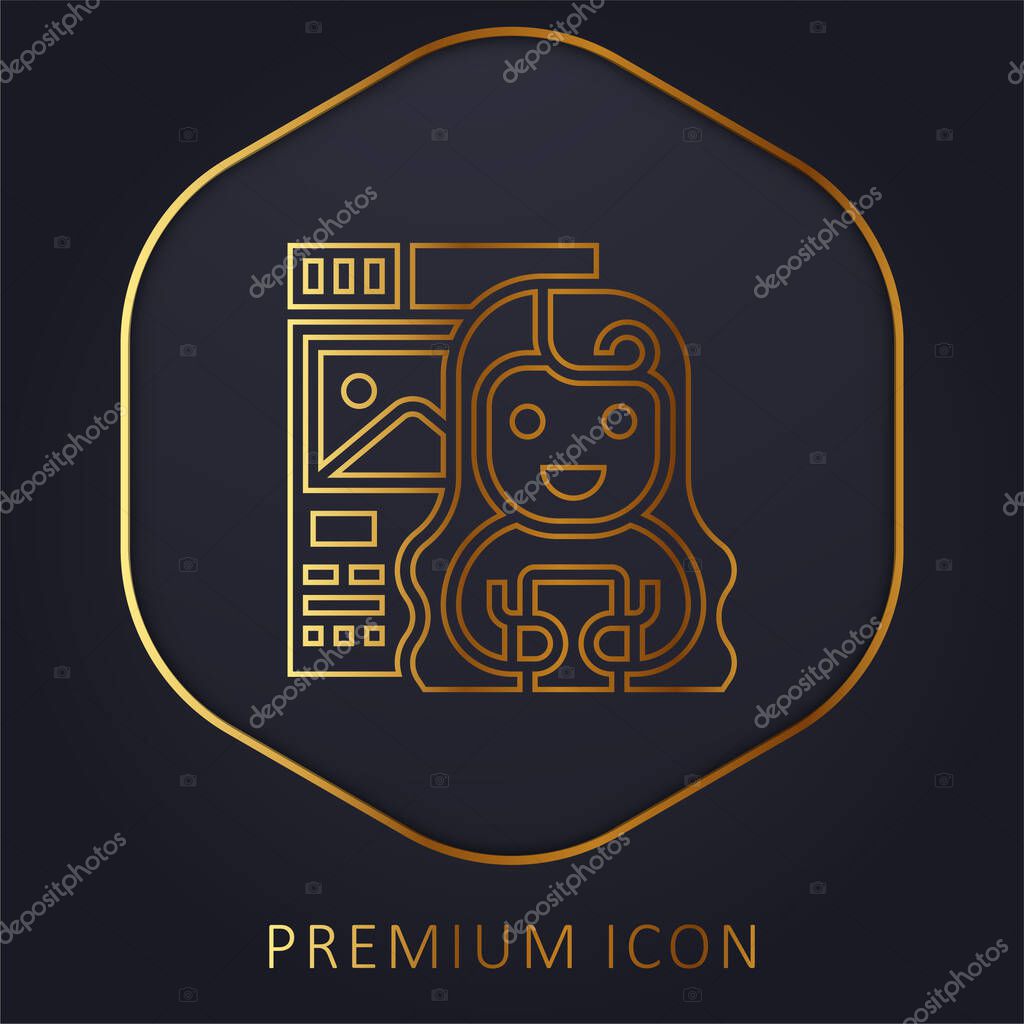 Blogger golden line premium logo or icon