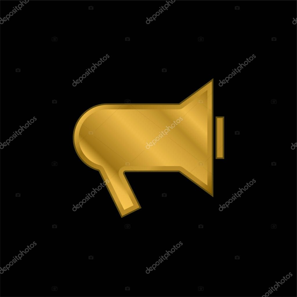Black Hand Speaker gold plated metalic icon or logo vector