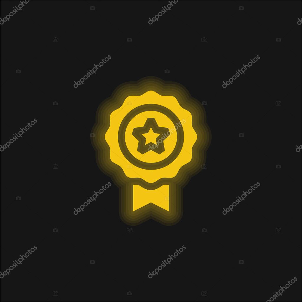 Award yellow glowing neon icon