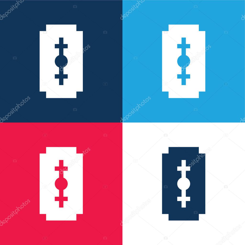 Blade blue and red four color minimal icon set