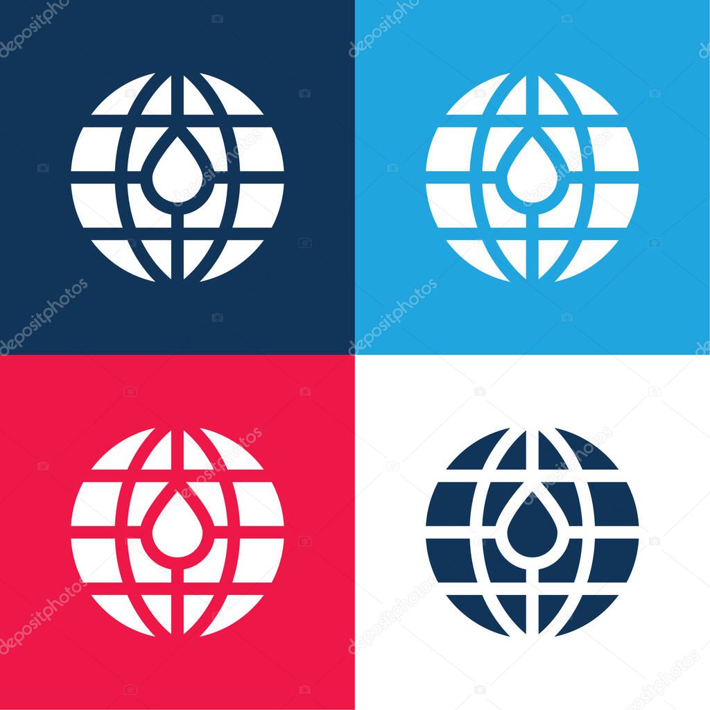 Blood Donation blue and red four color minimal icon set