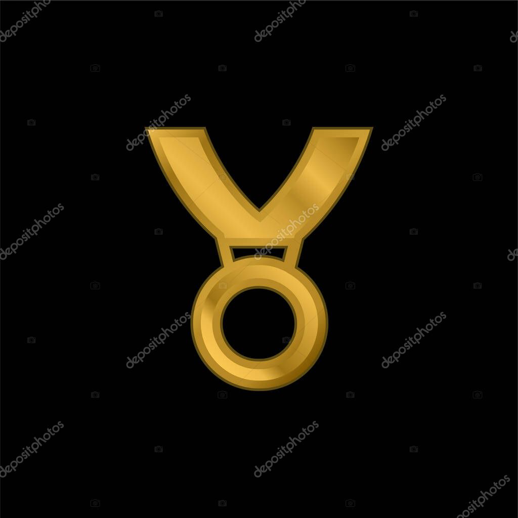 Award Medal gold plated metalic icon or logo vector