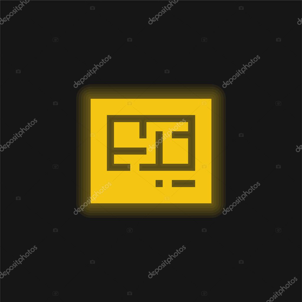 Blueprint yellow glowing neon icon