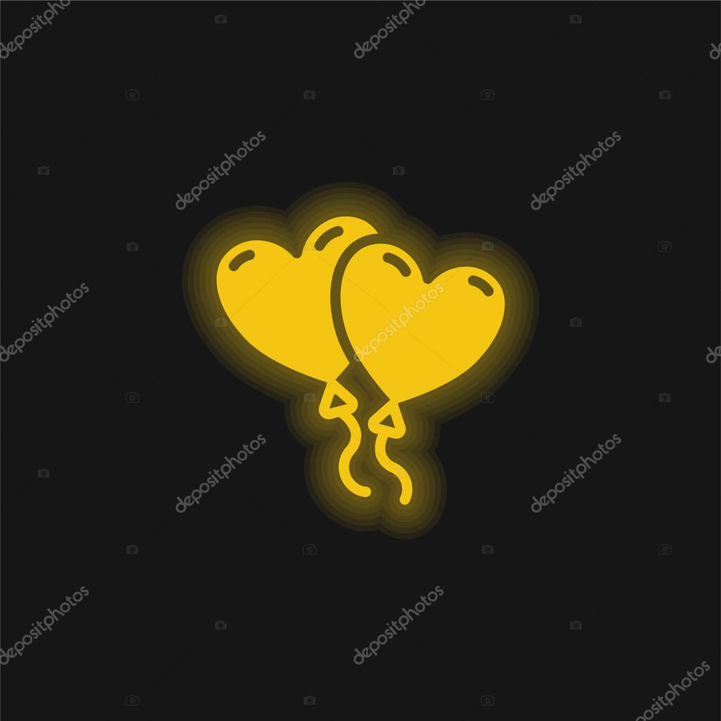 Balloons yellow glowing neon icon