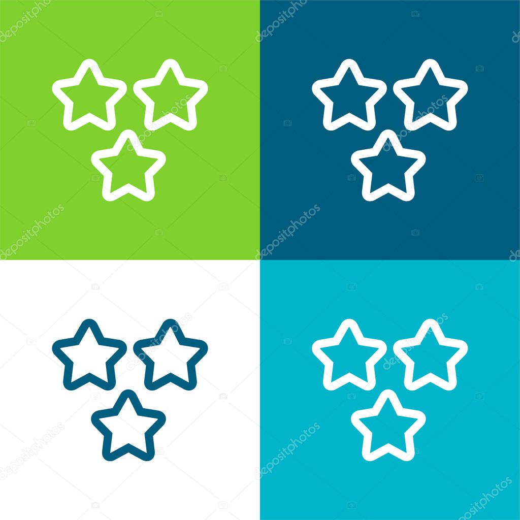 3 Stars Outlines Flat four color minimal icon set