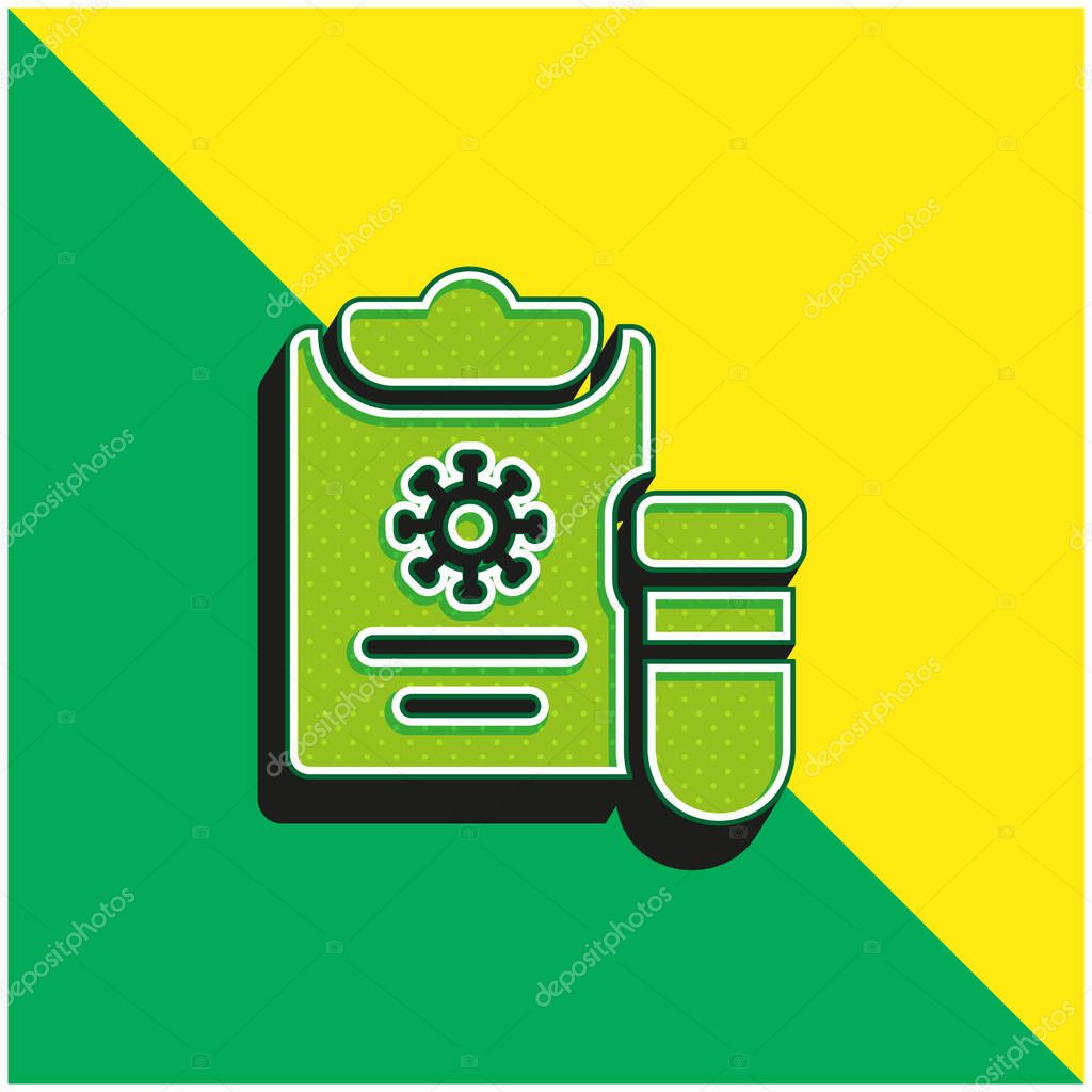 Blood Test Green and yellow modern 3d vector icon logo