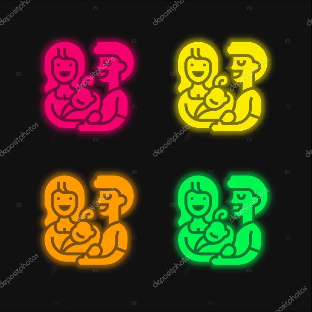 Adoption four color glowing neon vector icon