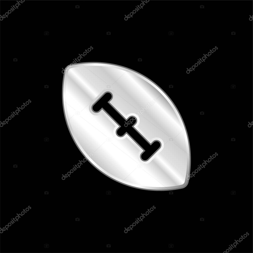 American Football Ball silver plated metallic icon