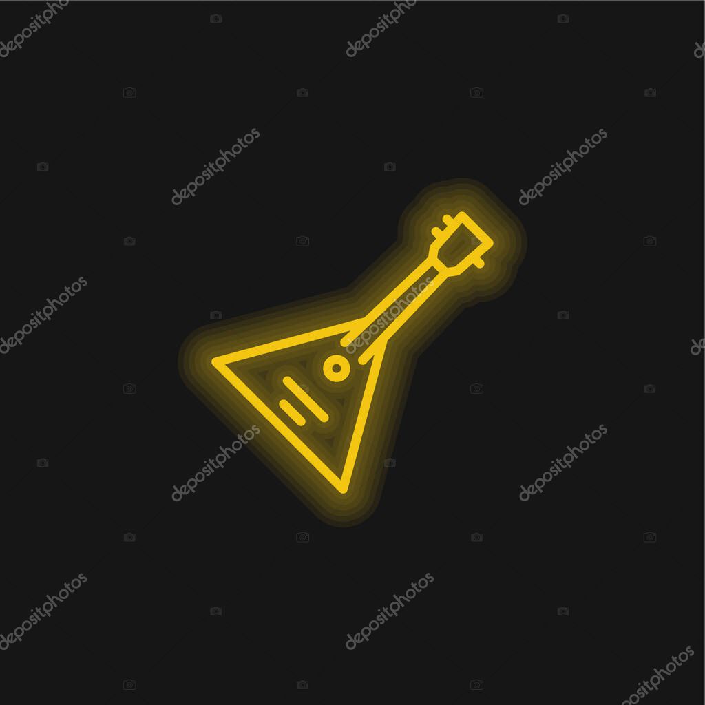 Balalaika yellow glowing neon icon