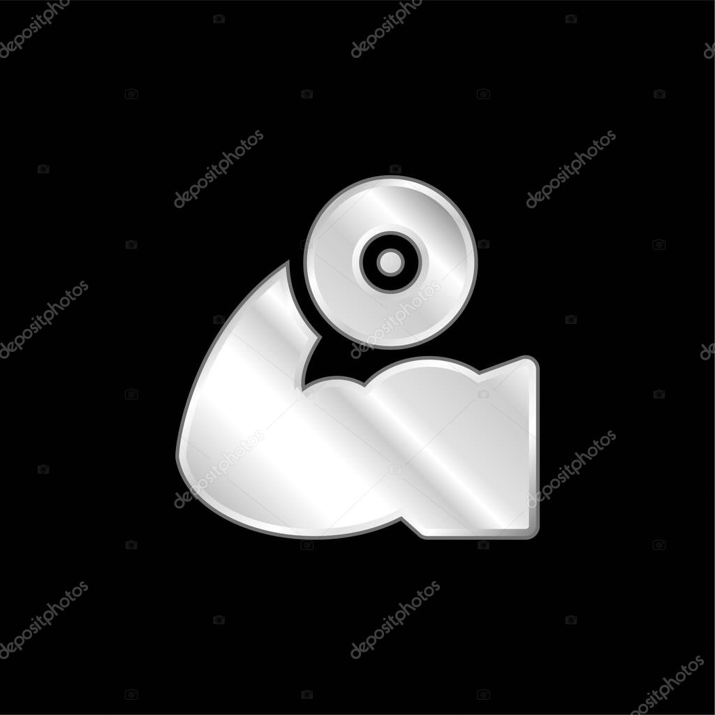 Biceps silver plated metallic icon