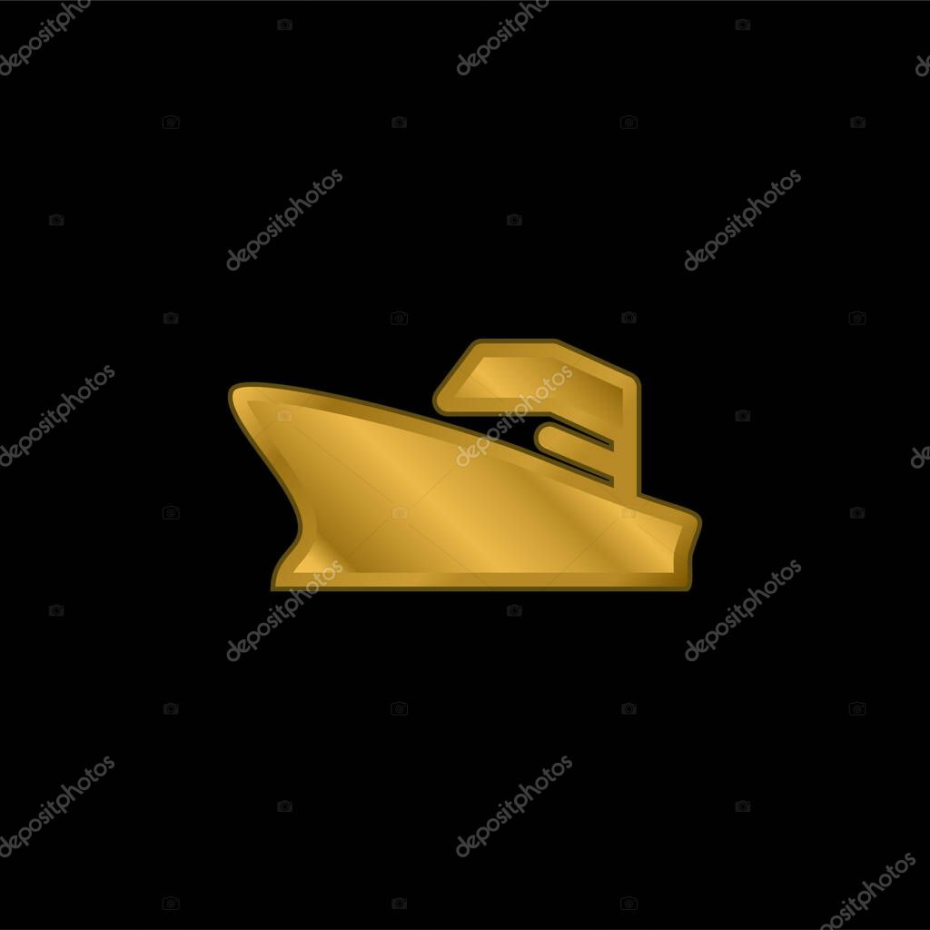 Battleship gold plated metalic icon or logo vector